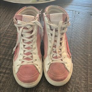 Golden Goose Pink and White High-Top Sneakers (37 in European sizing)